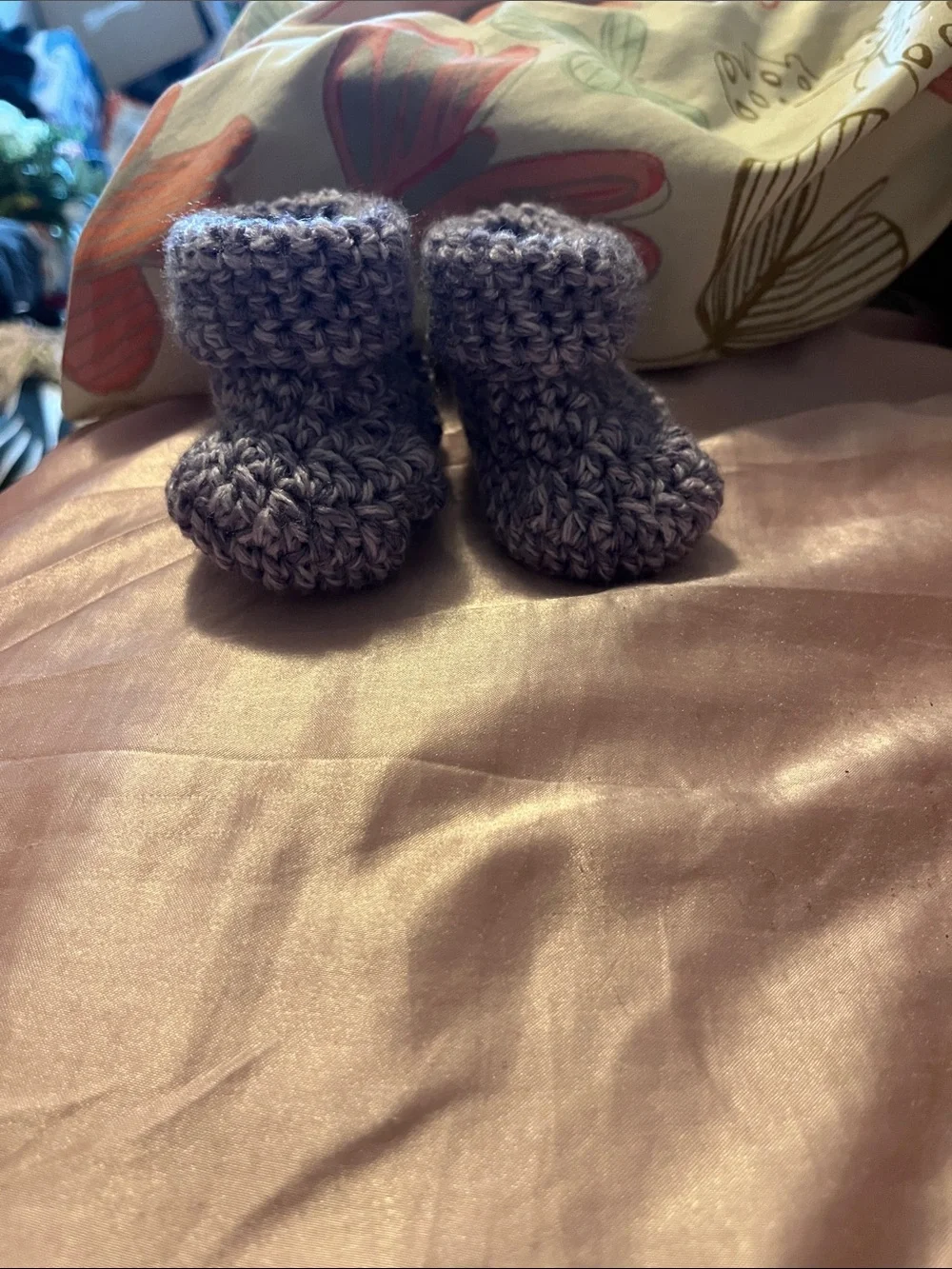 Handmade Purple Crochet Baby Booties - Cozy Infant Shoes